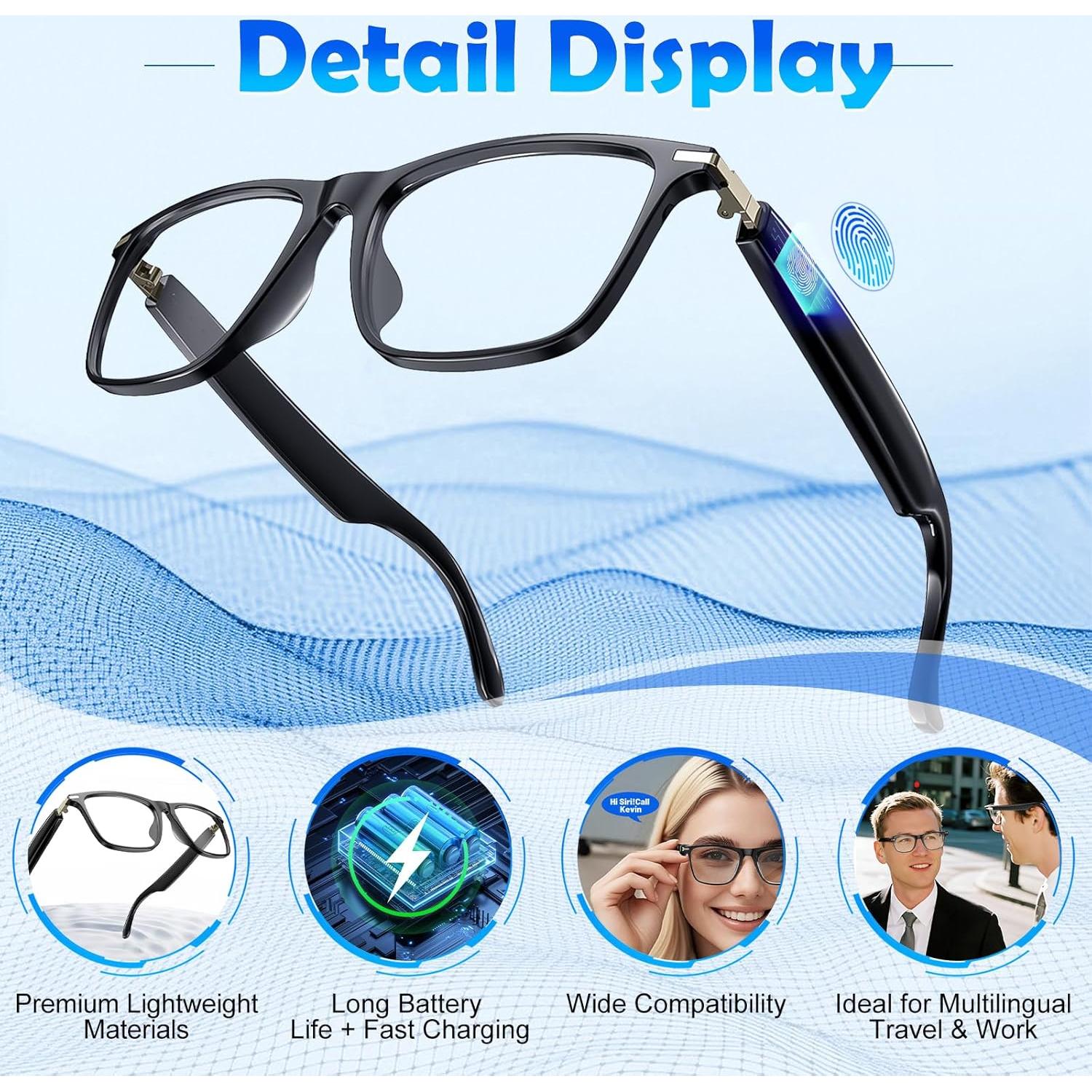 Gafas Inteligentes de Traducción AI Shovira 138 Idiomas Bluetooth