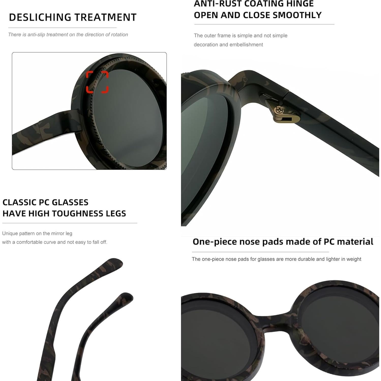 Gafas de sol ajustables Onrtry polarizadas redondas ND 43mm