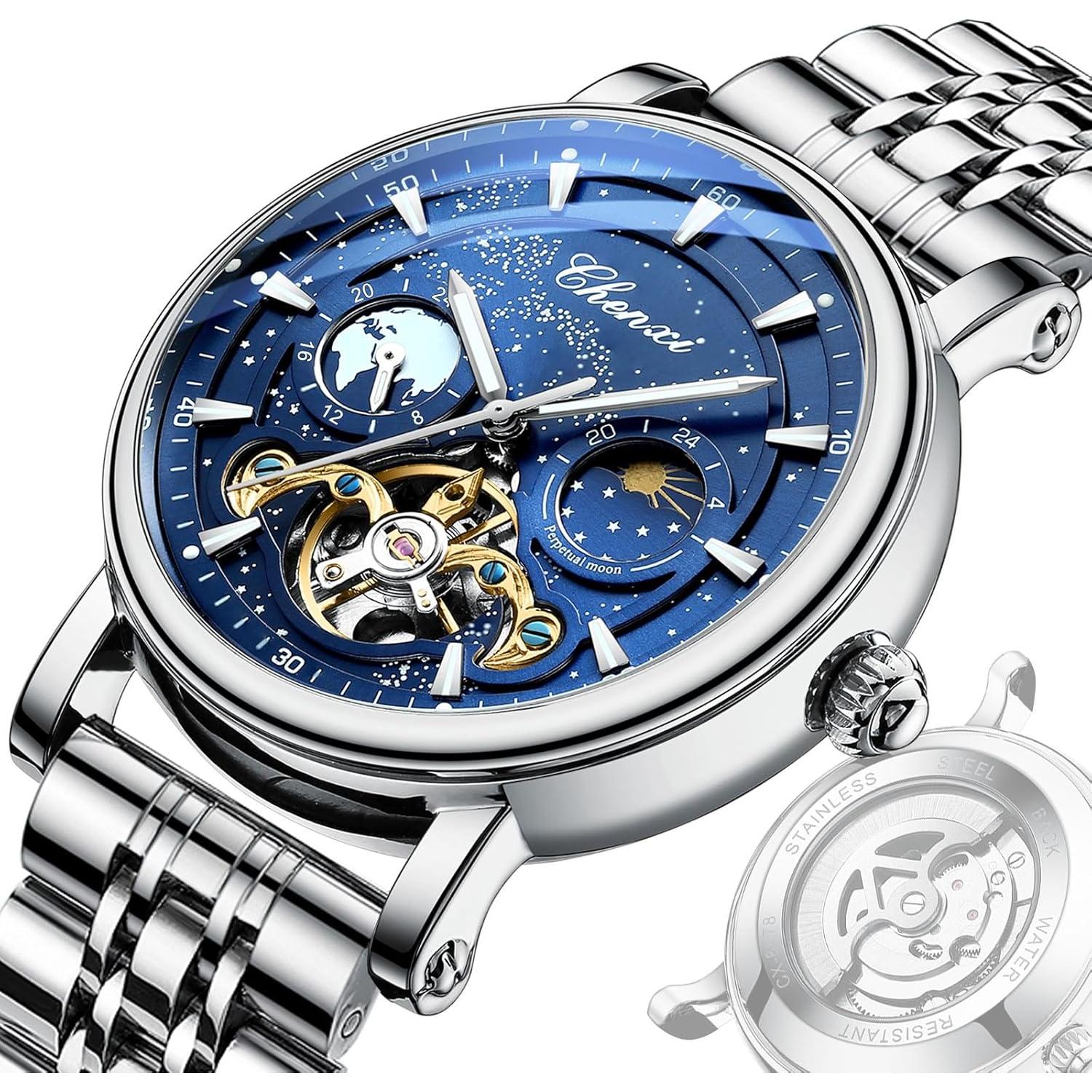 Reloj Automático LOREO 8872 Hombre 44mm Correa Cuero Acero