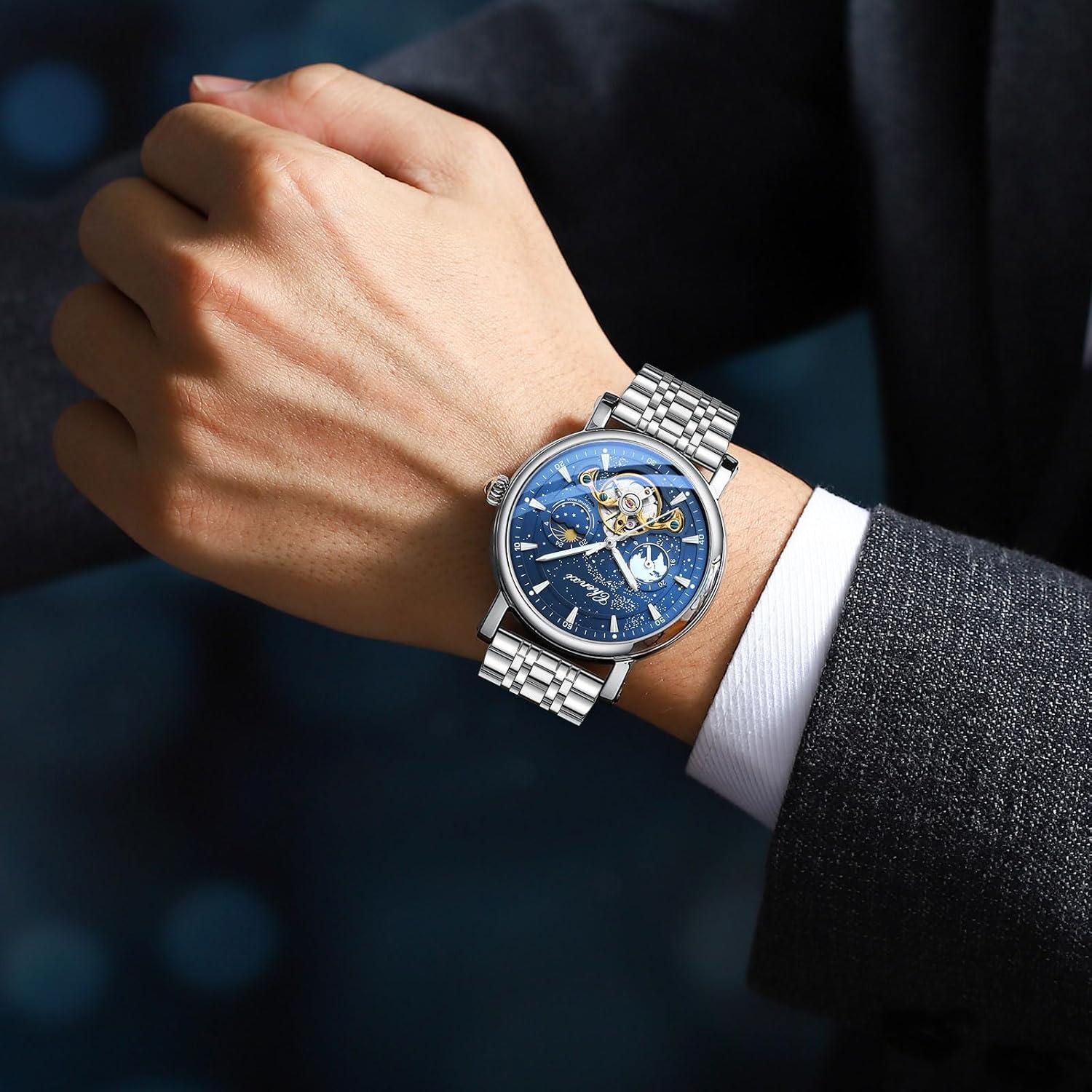 Reloj Automático LOREO 8872 Hombre 44mm Correa Cuero Acero