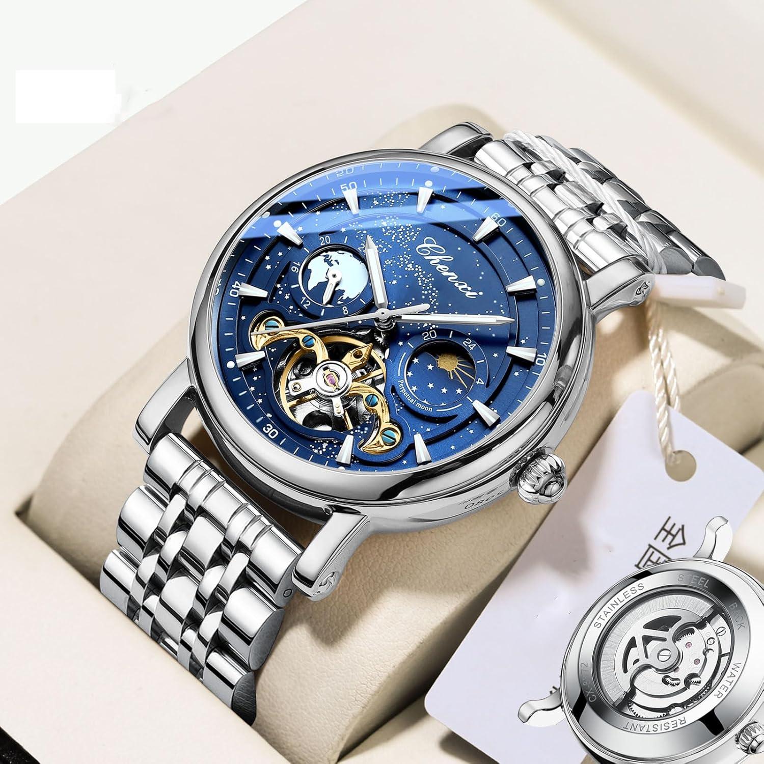 Reloj Automático LOREO 8872 Hombre 44mm Correa Cuero Acero