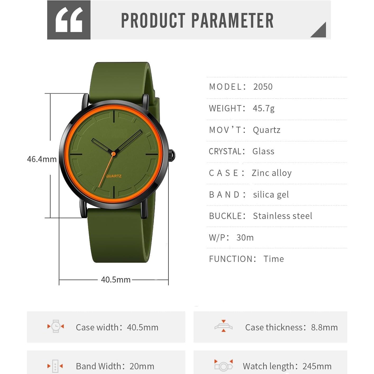 Reloj de Pulsera Analógico Unisex BESTKANG 40.5mm Silicona