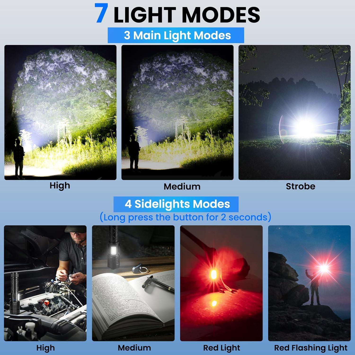 Linterna LED Recargable Taoquwe 90000 Lúmenes 7 Modos IPX6
