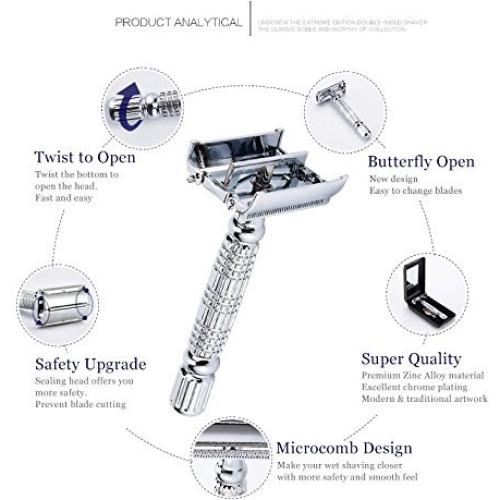 Maquinilla de Afeitar BAILI Mariposa Doble Bisel con Estuche
