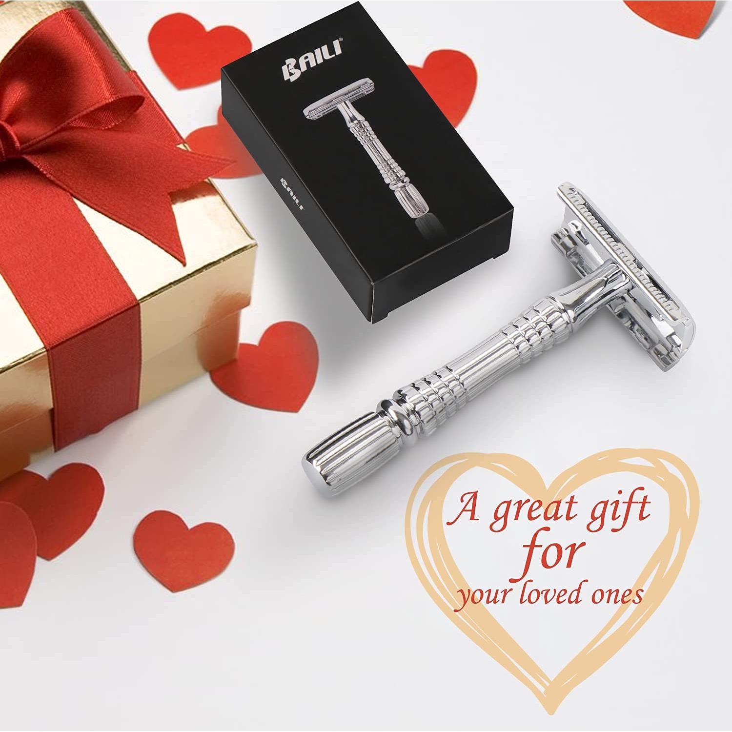 BAILI Afeitado Húmedo 3 Piezas con Cuchilla Platino BD176