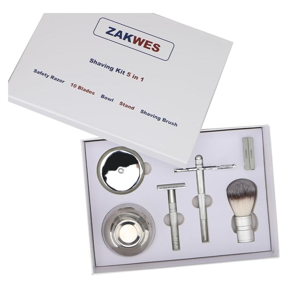 Set de Afeitado Masculino 5 en 1 con Maquinilla Doble Filo