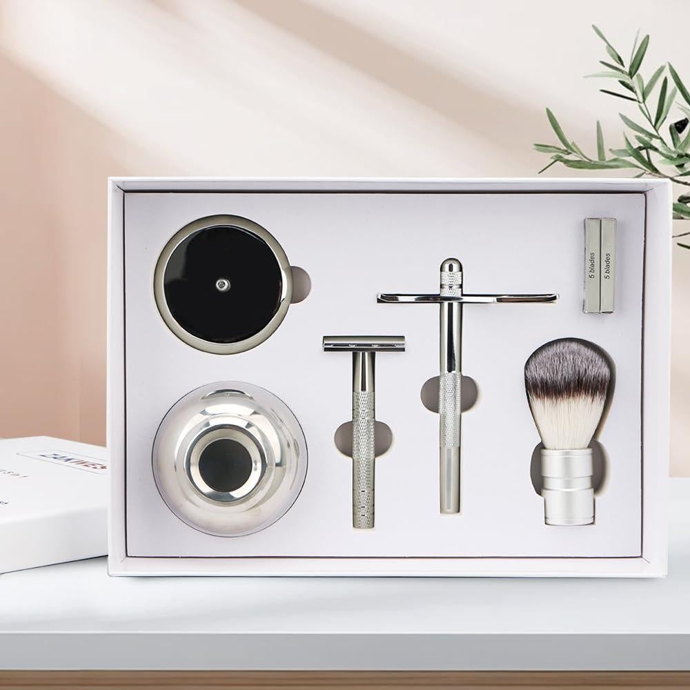 Set de Afeitado Masculino 5 en 1 con Maquinilla Doble Filo
