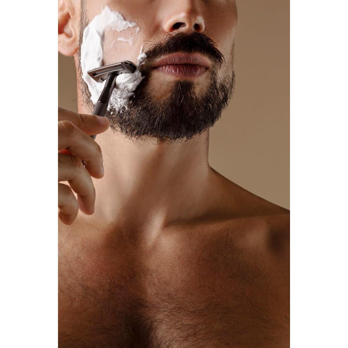 Set de Afeitado 5 en 1 para Hombre - Maquinilla Doble Filo, Brocha, Soporte, 10 Cuchillas, Tazón - Regalo Elegante