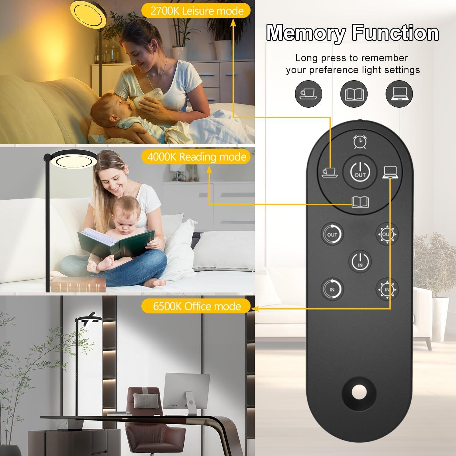 Lámpara de pie LED Omorepa 36W regulable con control remoto