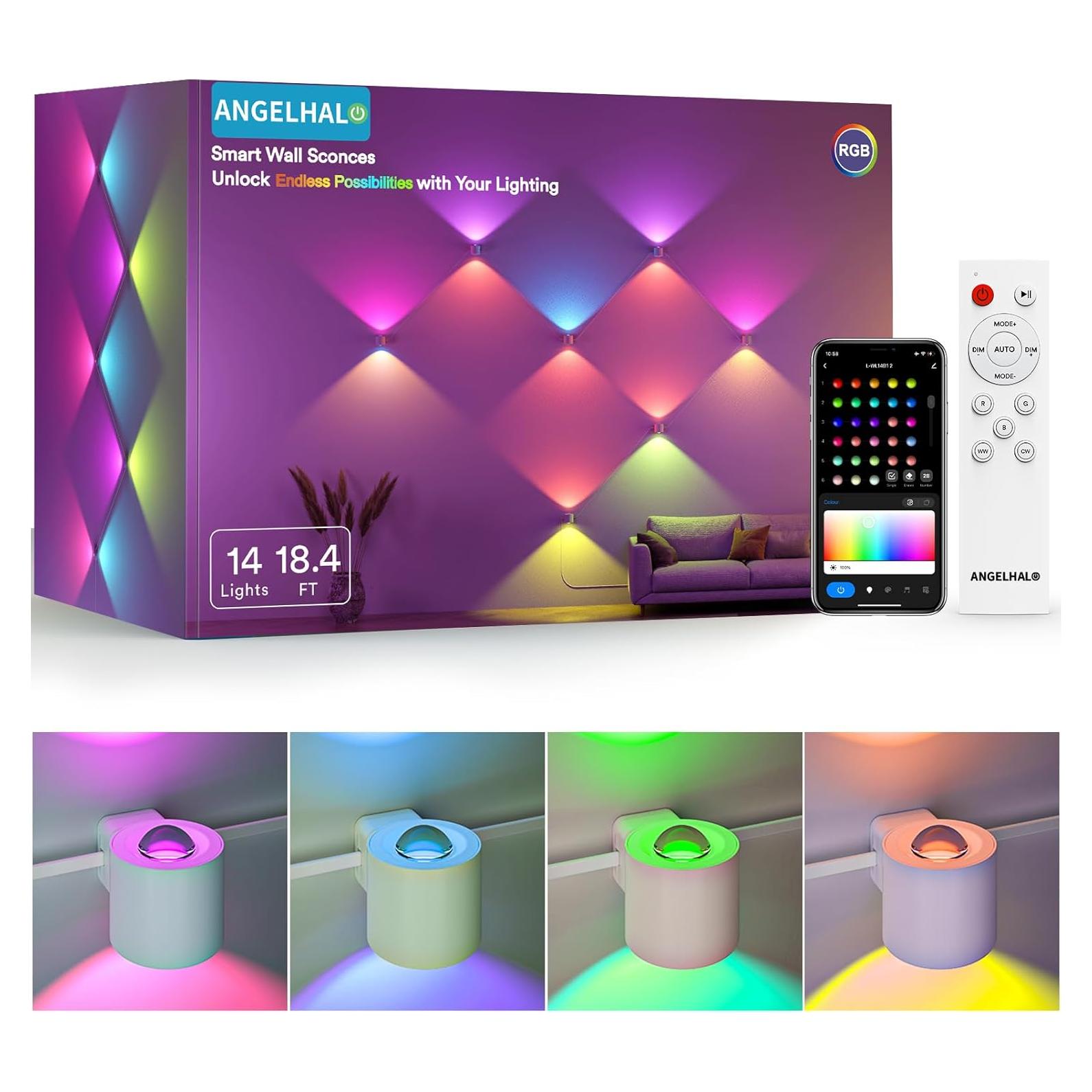 Apliques de Pared Inteligentes ANGELHALO RGB 1080 Lúmenes