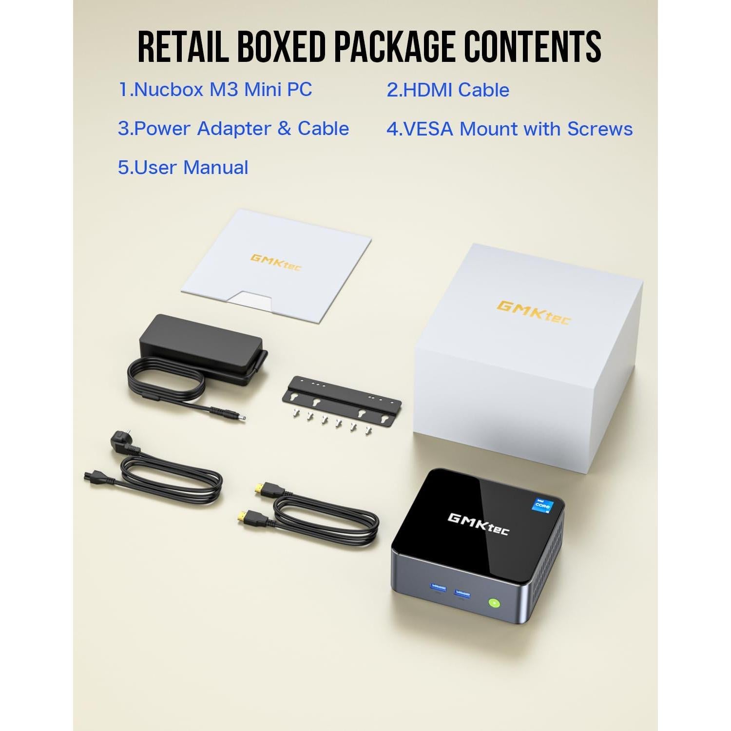 Mini PC GMKtec M3 Intel i5-12450H 32GB RAM 1TB SSD 4K