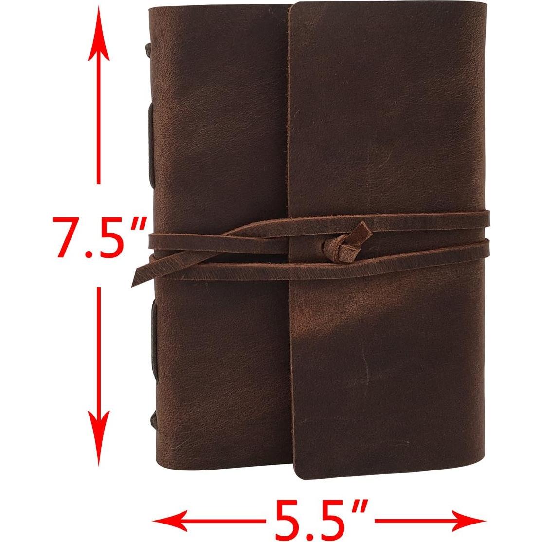 Cuaderno de cuero CooLeathor 12.7x17.8cm marrón rayado