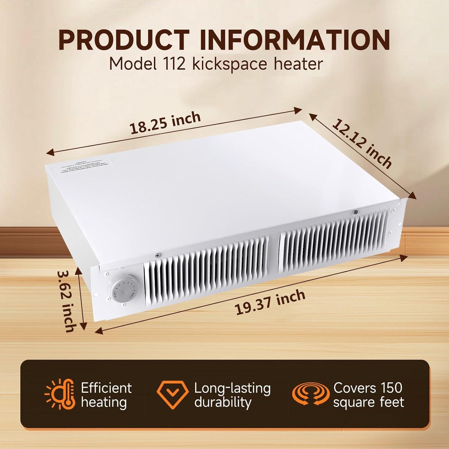 Calentador de espacio Kolasina 1500W con termostato 13.94 m²