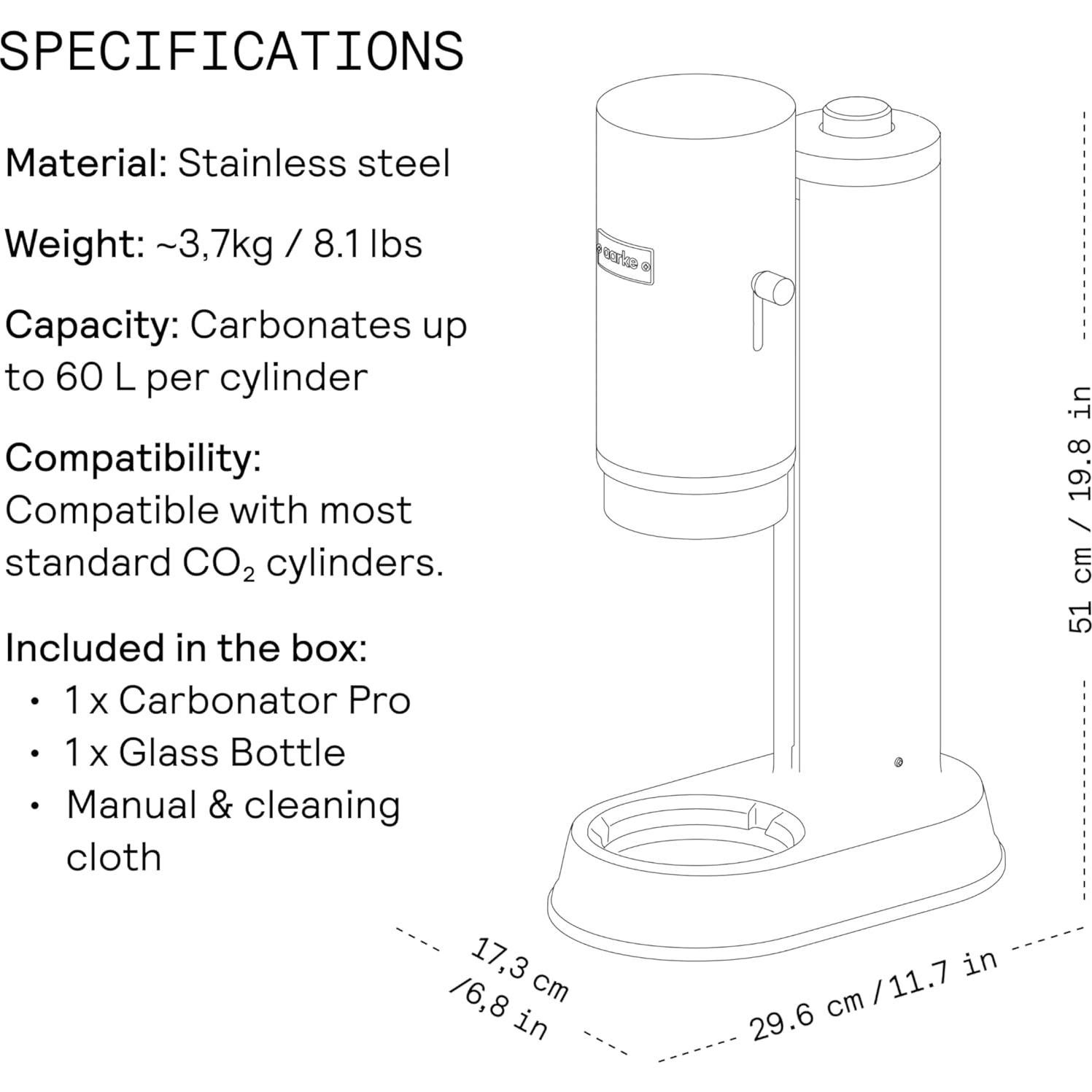 Aarke Carbonator Pro - Máquina de Agua Espumosa 700 mL Acero