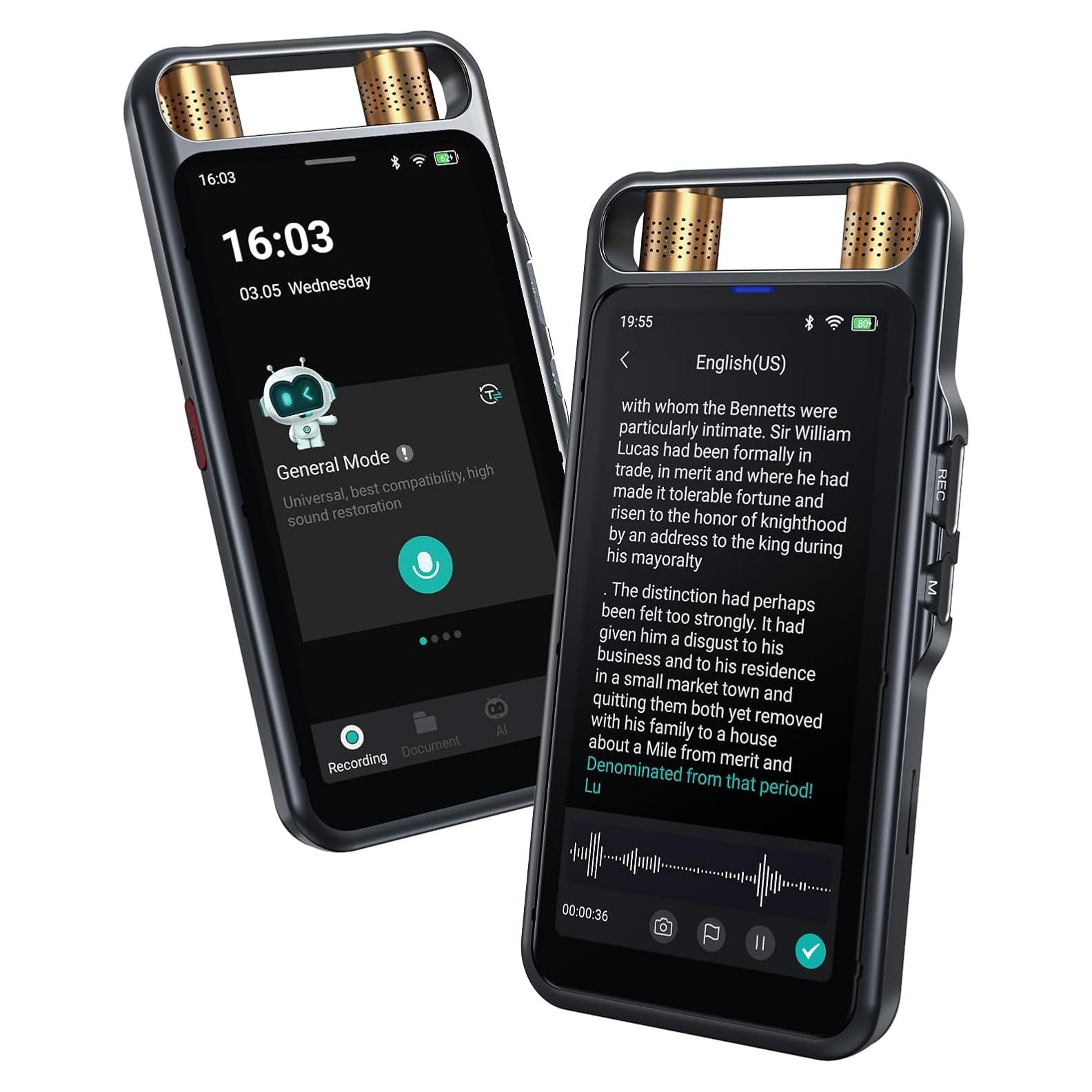 Grabadora de Voz AI Rpbznr con Pantalla Táctil 64GB