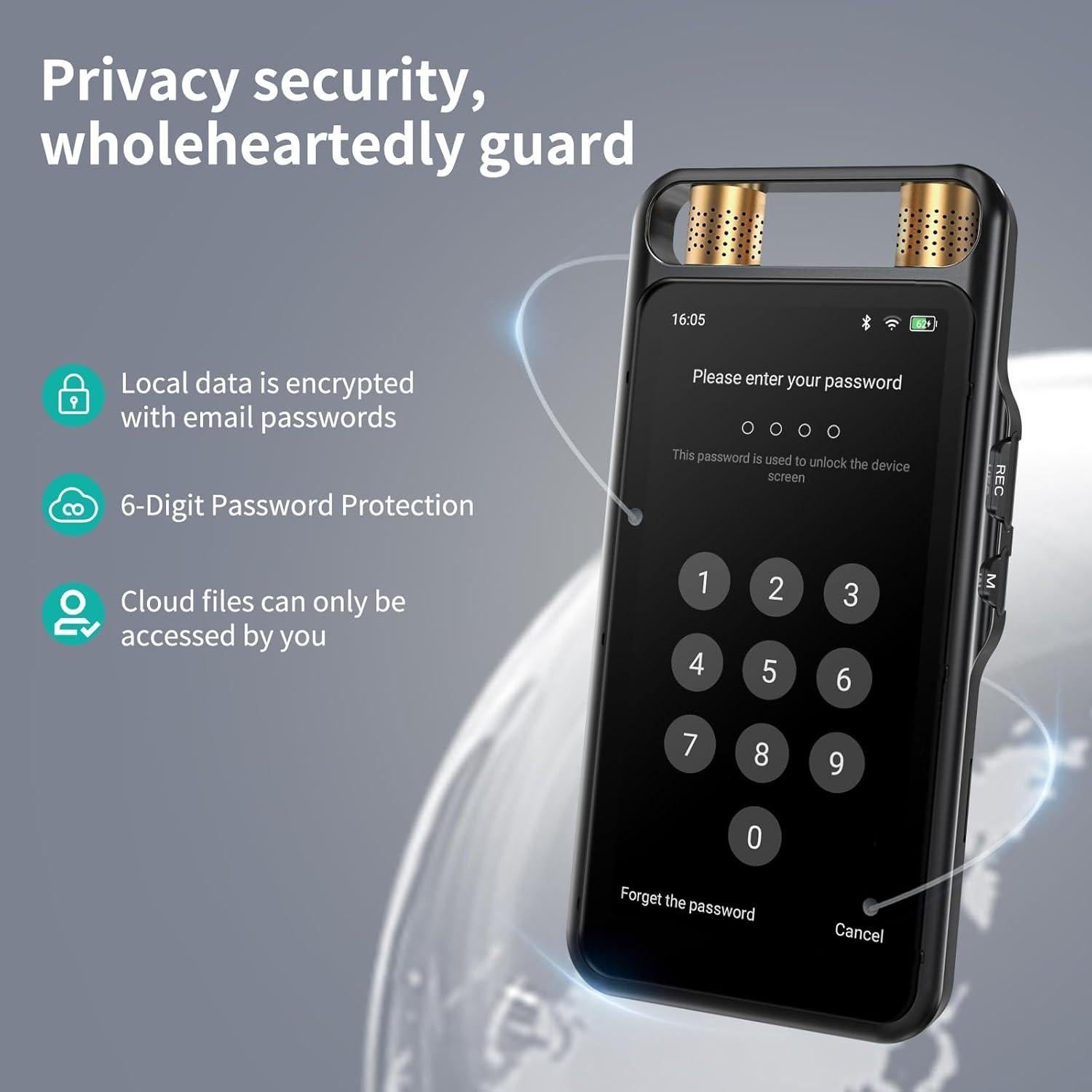 Grabadora de Voz AI Rpbznr con Pantalla Táctil 64GB