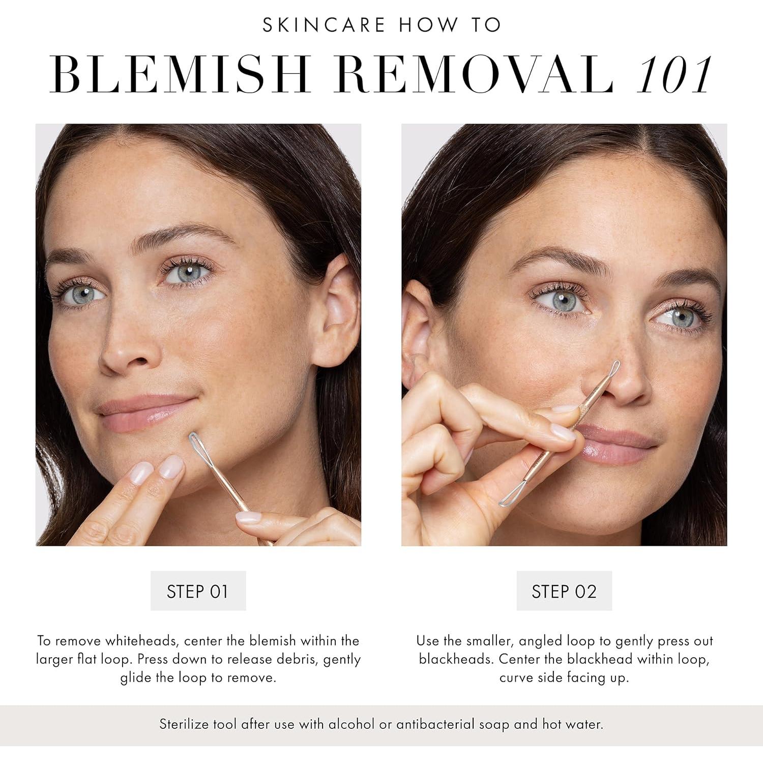 Herramienta de Cuidado de la Piel Tweezerman Oro Rosa Doble Cara