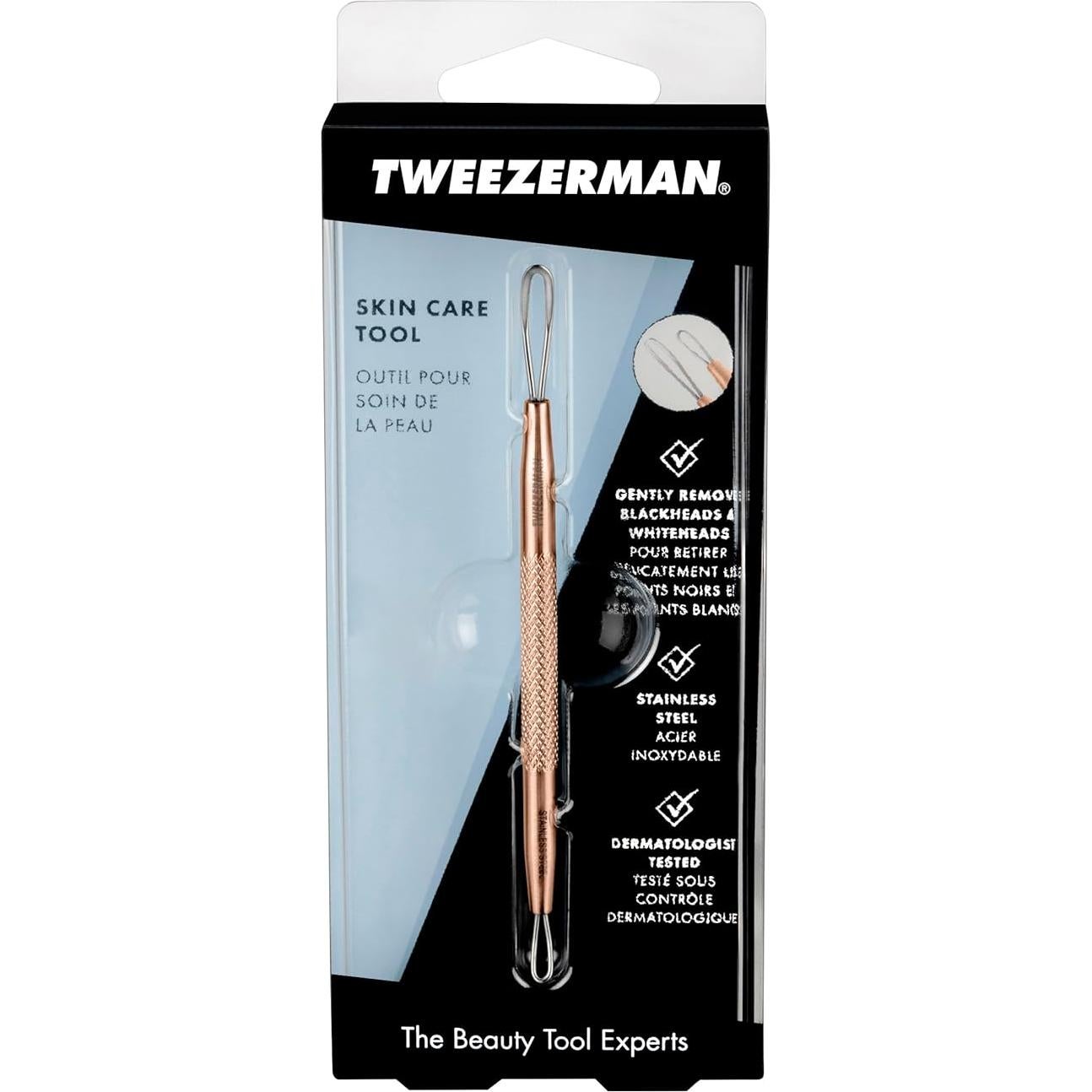 Herramienta de Cuidado de la Piel Tweezerman Oro Rosa Doble Cara