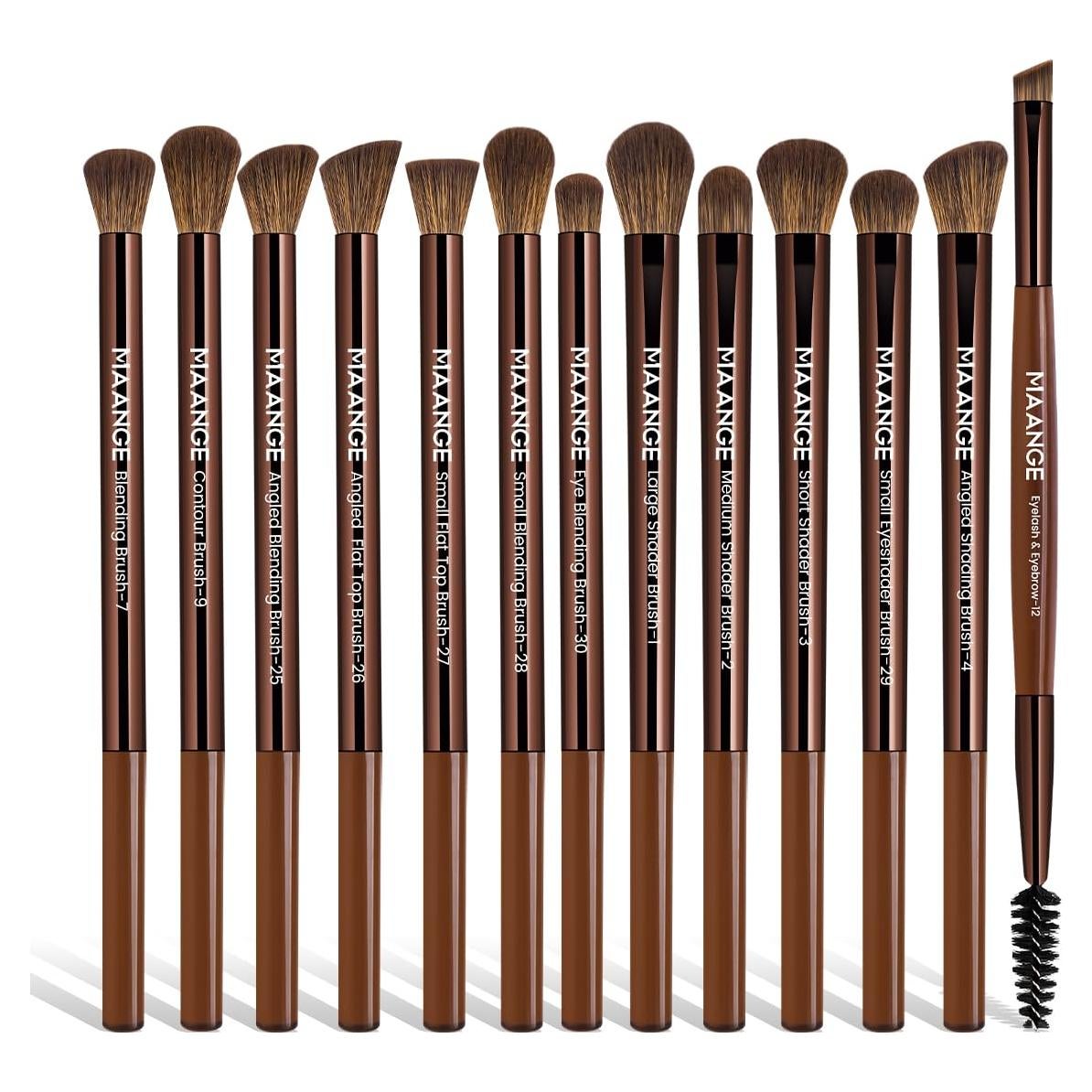 Juego de Brochas de Maquillaje Profesional MAANGE 13 Pcs Marrón