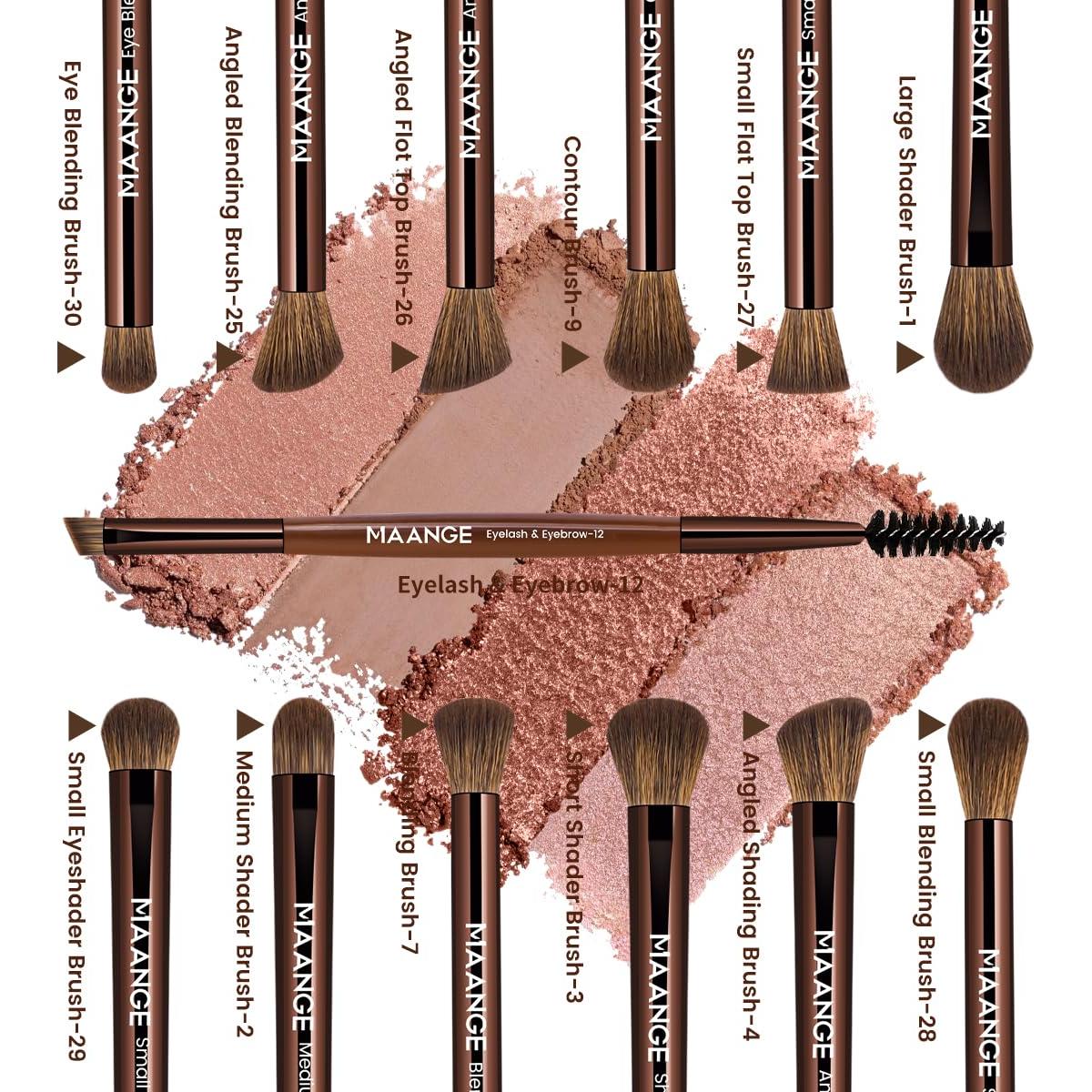 Juego de Brochas de Maquillaje Profesional MAANGE 13 Pcs Marrón