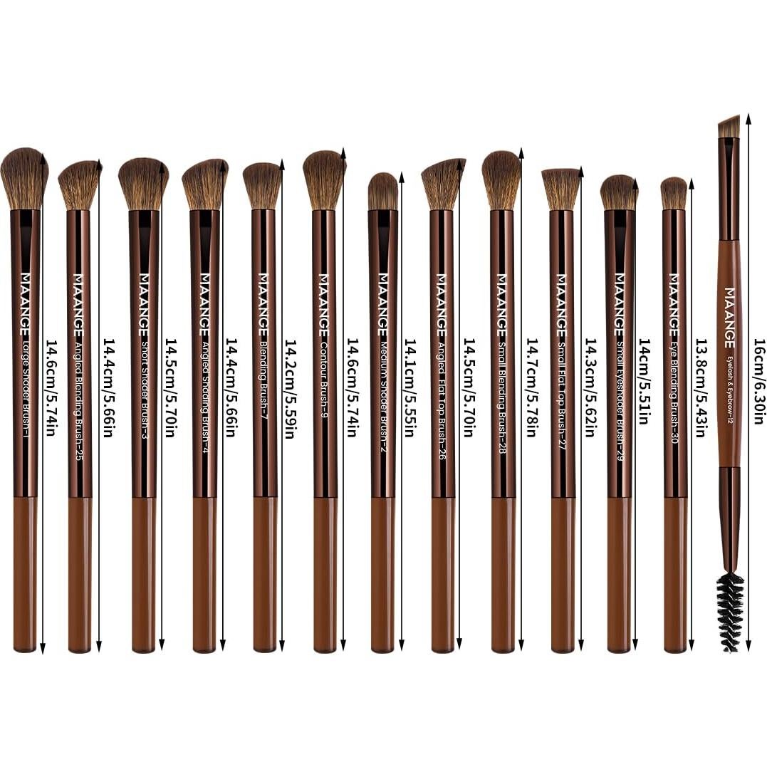 Juego de Brochas de Maquillaje Profesional MAANGE 13 Pcs Marrón