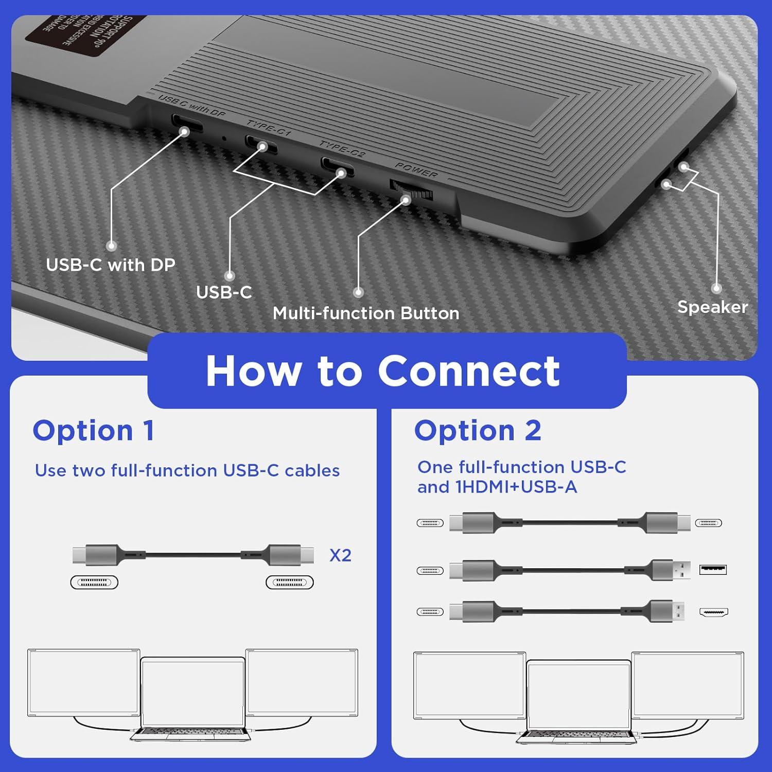 Maxfree S6 Extensor de Pantalla Triple 15.6" 1080P FHD