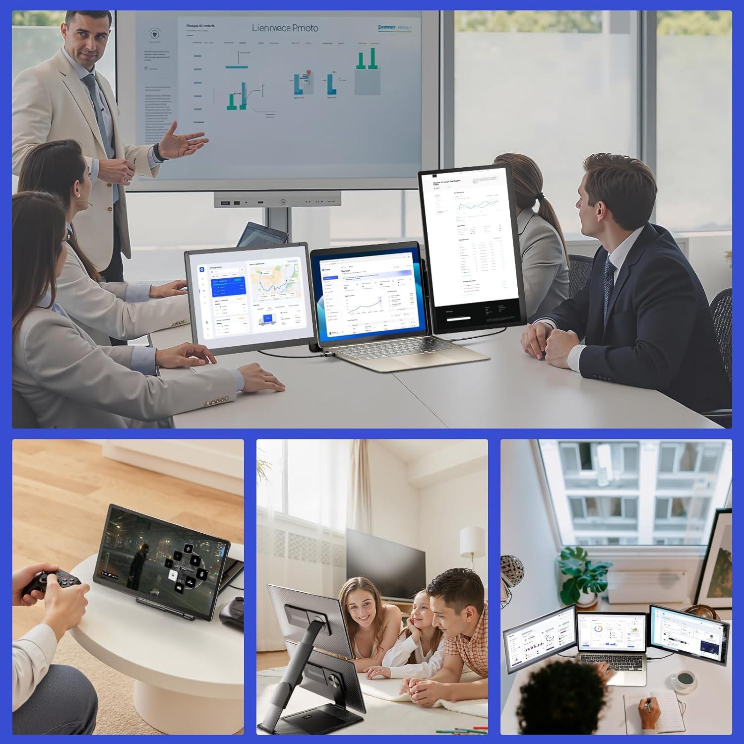 Maxfree S6 Extensor de Pantalla Triple 15.6" 1080P FHD