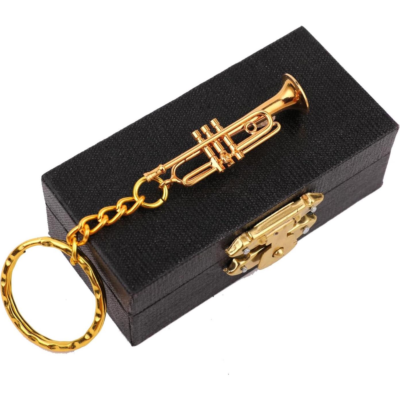 Llavero Miniatura Trompeta de Latón con Estuche 4.39 cm