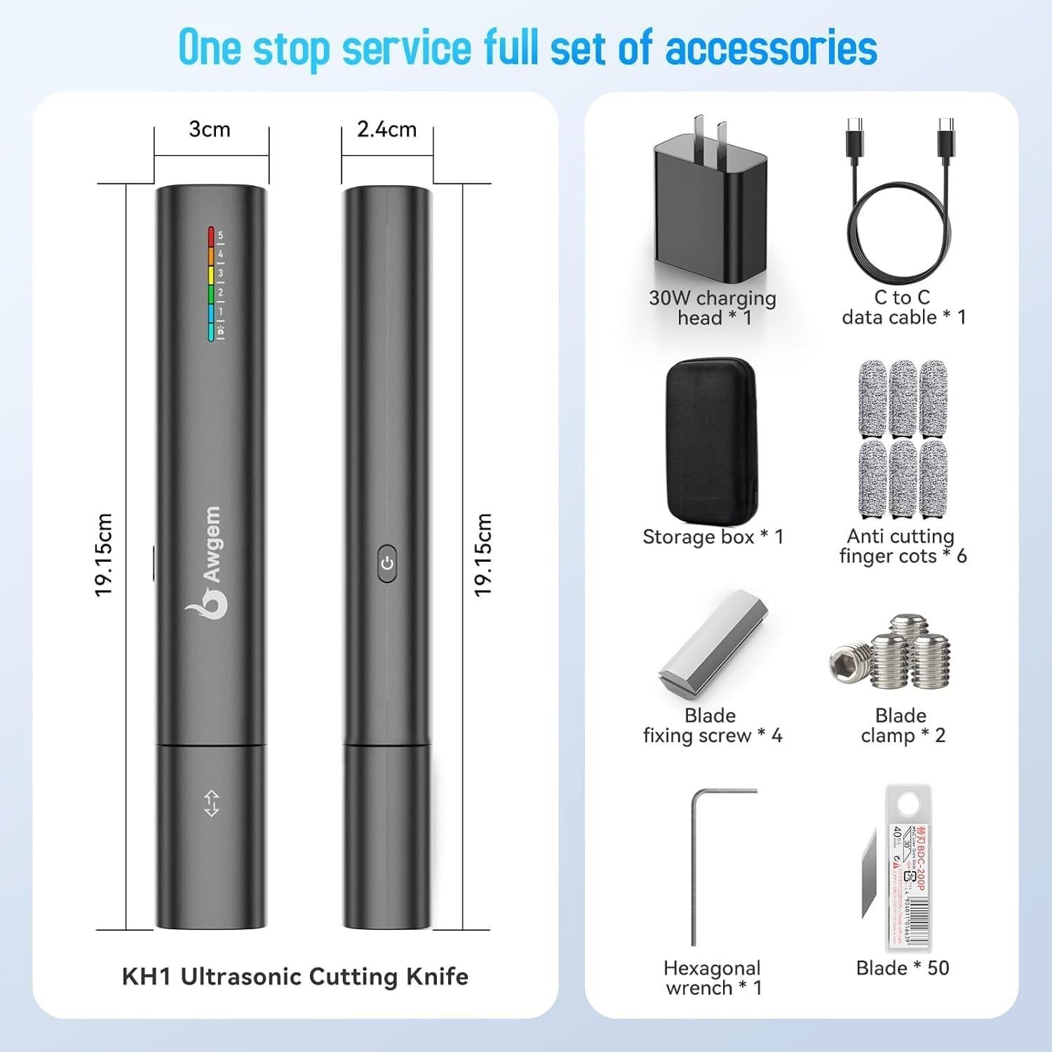 Cuchillo de Corte Ultrasónico GJMYNSI KH1 40KHz 50 Cuchillas