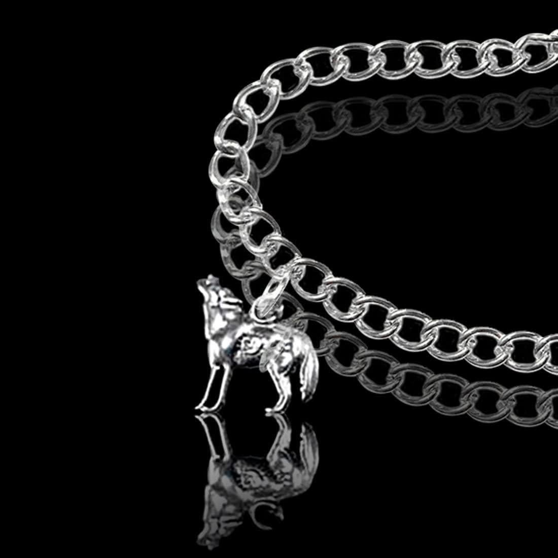 Pulsera de Joyería de Corazón y Lobo Crepúsculo Plata 18.42 cm