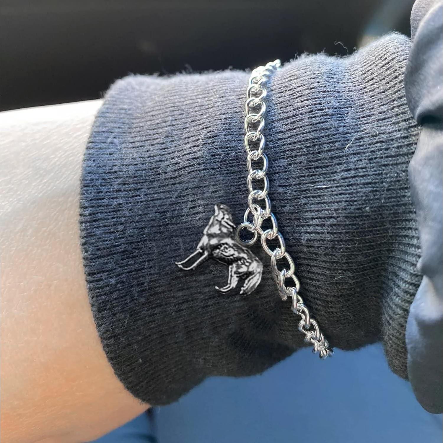 Pulsera de Joyería de Corazón y Lobo Crepúsculo Plata 18.42 cm
