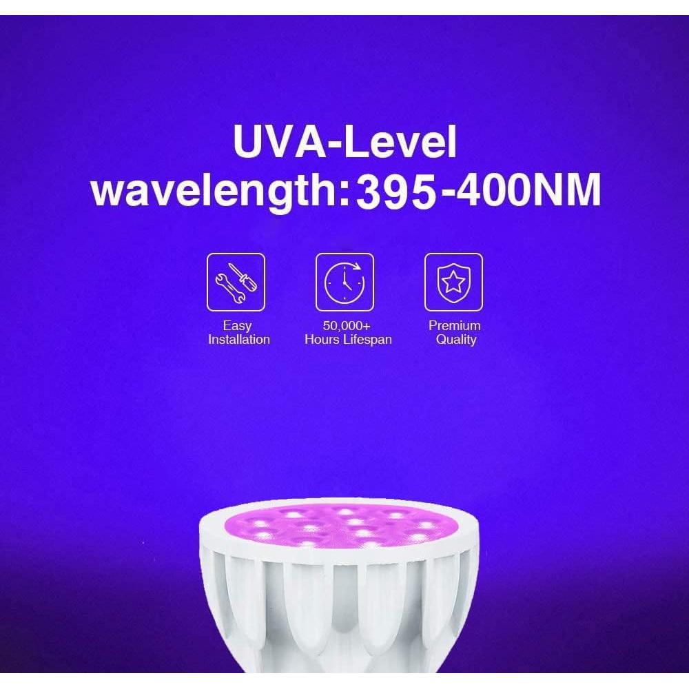 Paquete de 2 Bombillas LED Blacklight RYVOSTH PAR20 12W UVA