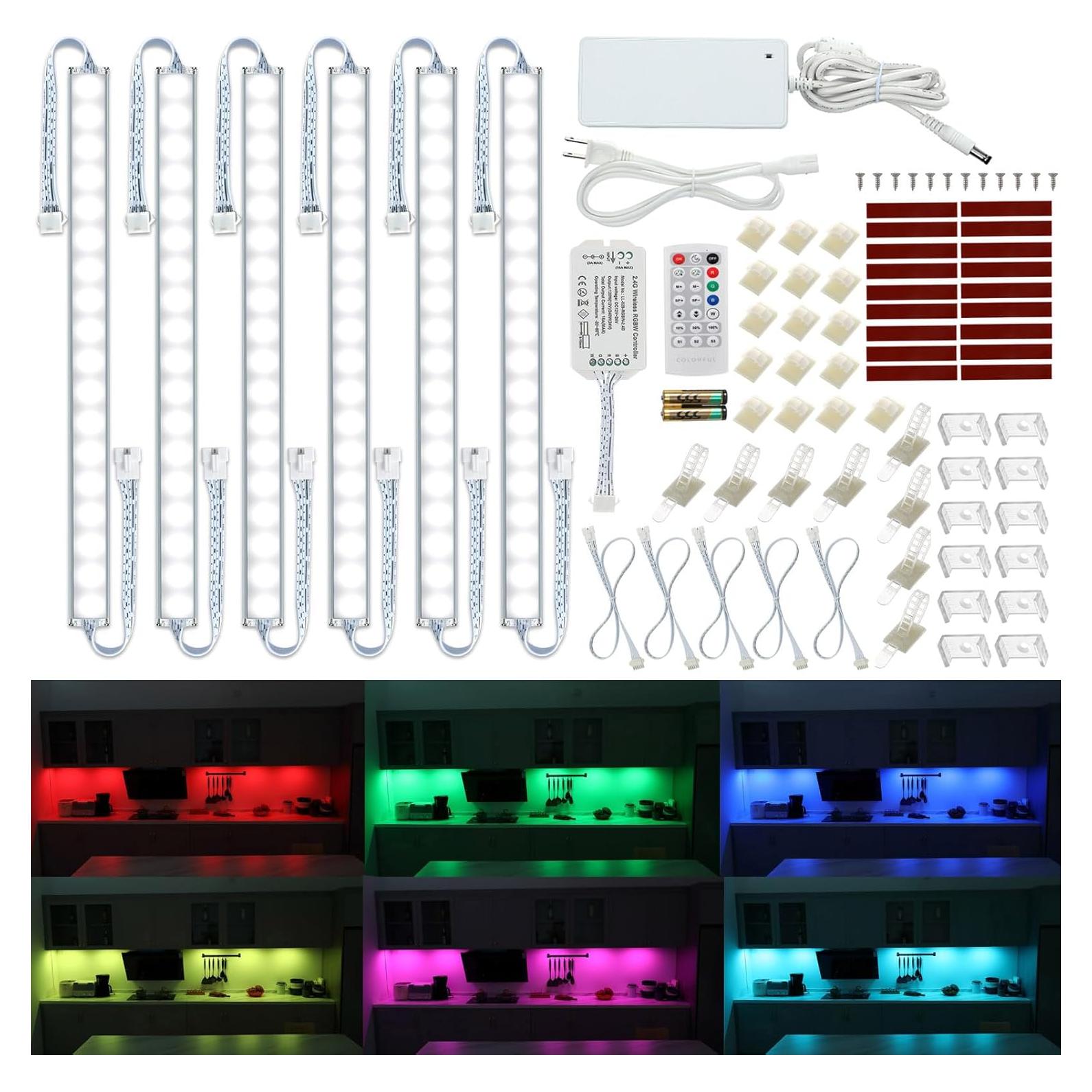Kit de luces LED bajo gabinete Litever RGB + 5000K regulable