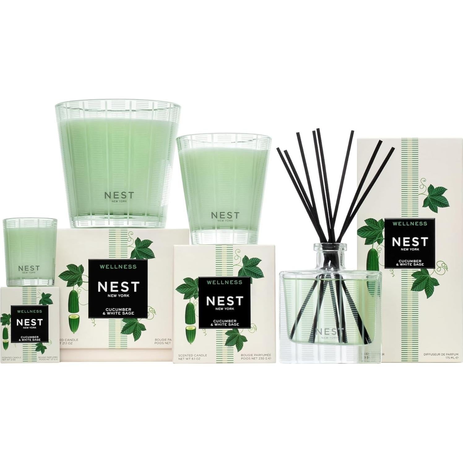 Difusor de cañas NEST New York Pepino y Salvia Blanca 175 ml