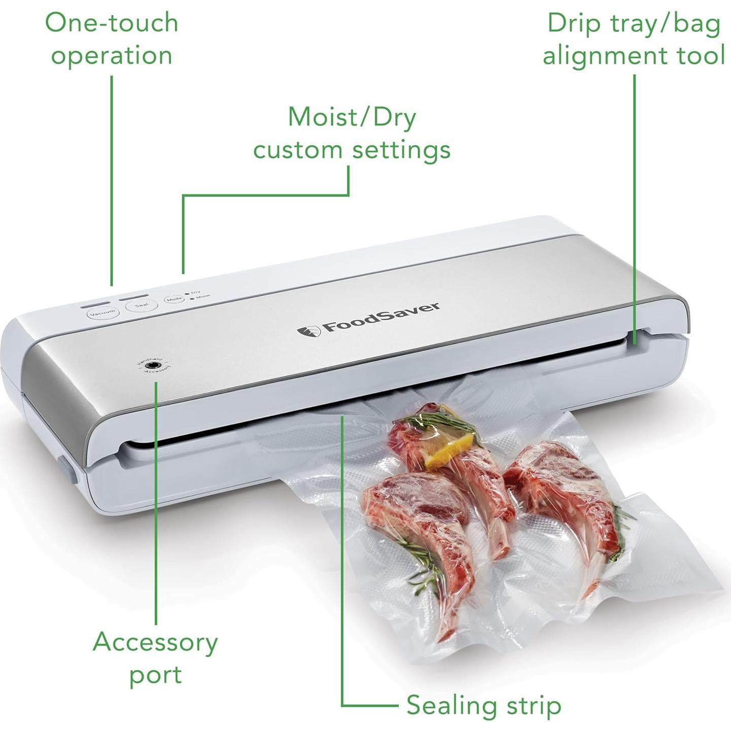 Máquina de Sellado al Vacío FoodSaver Compacta - Blanca