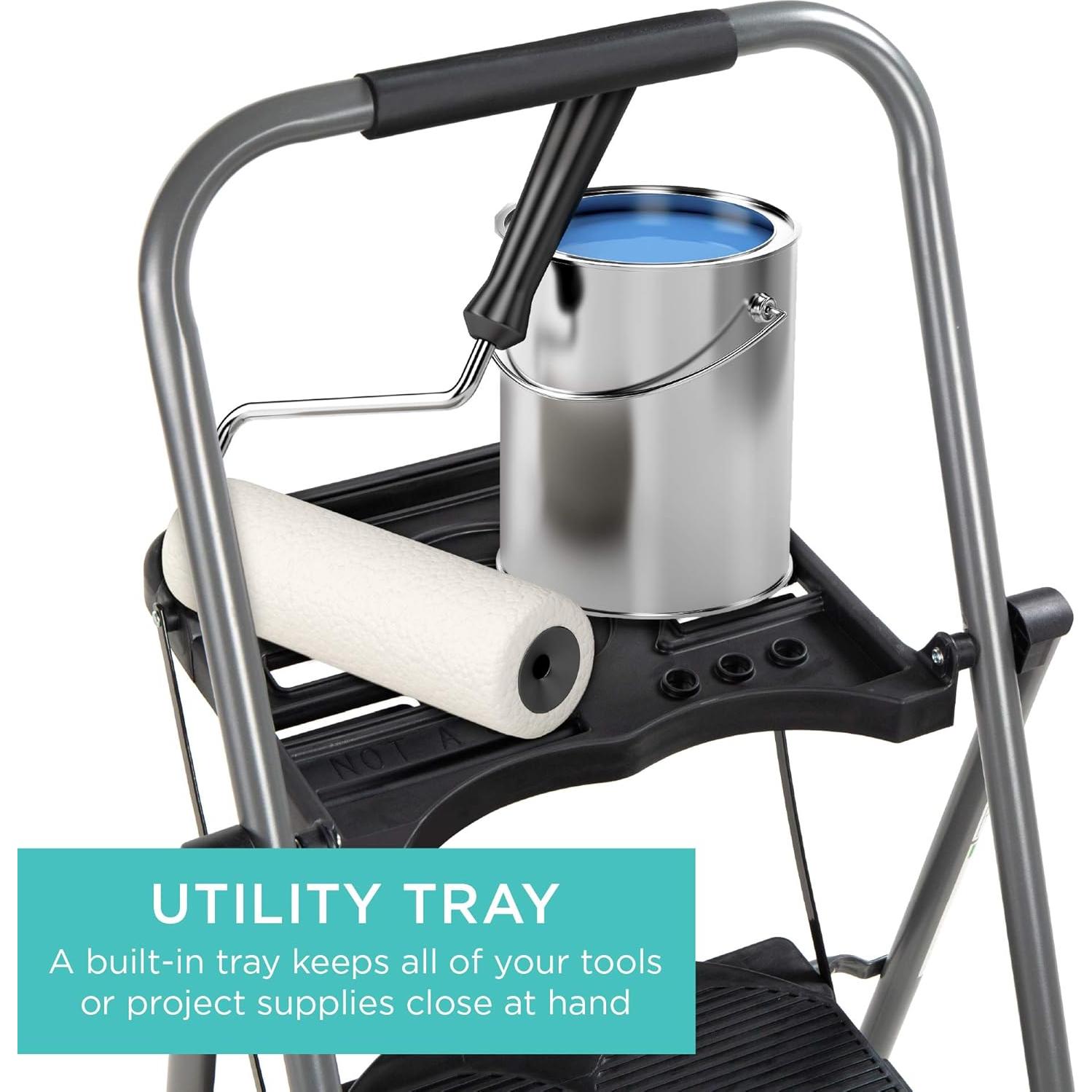 Escalera Plegable 3 Pasos Mejor Opción 132 cm Antideslizante