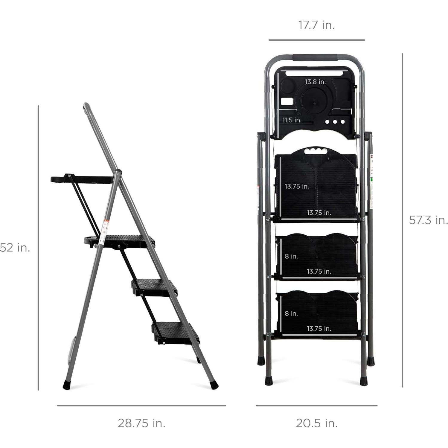 Escalera Plegable 3 Pasos Mejor Opción 132 cm Antideslizante