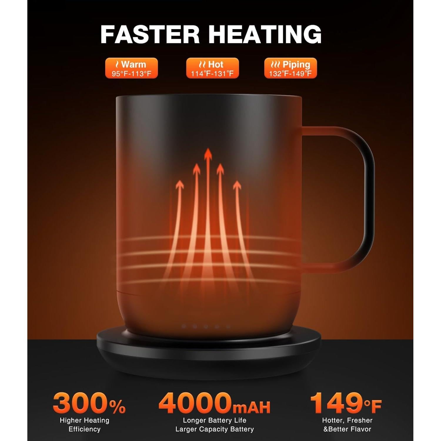 Taza de café autocalentable Kepwam 16oz - Control por APP