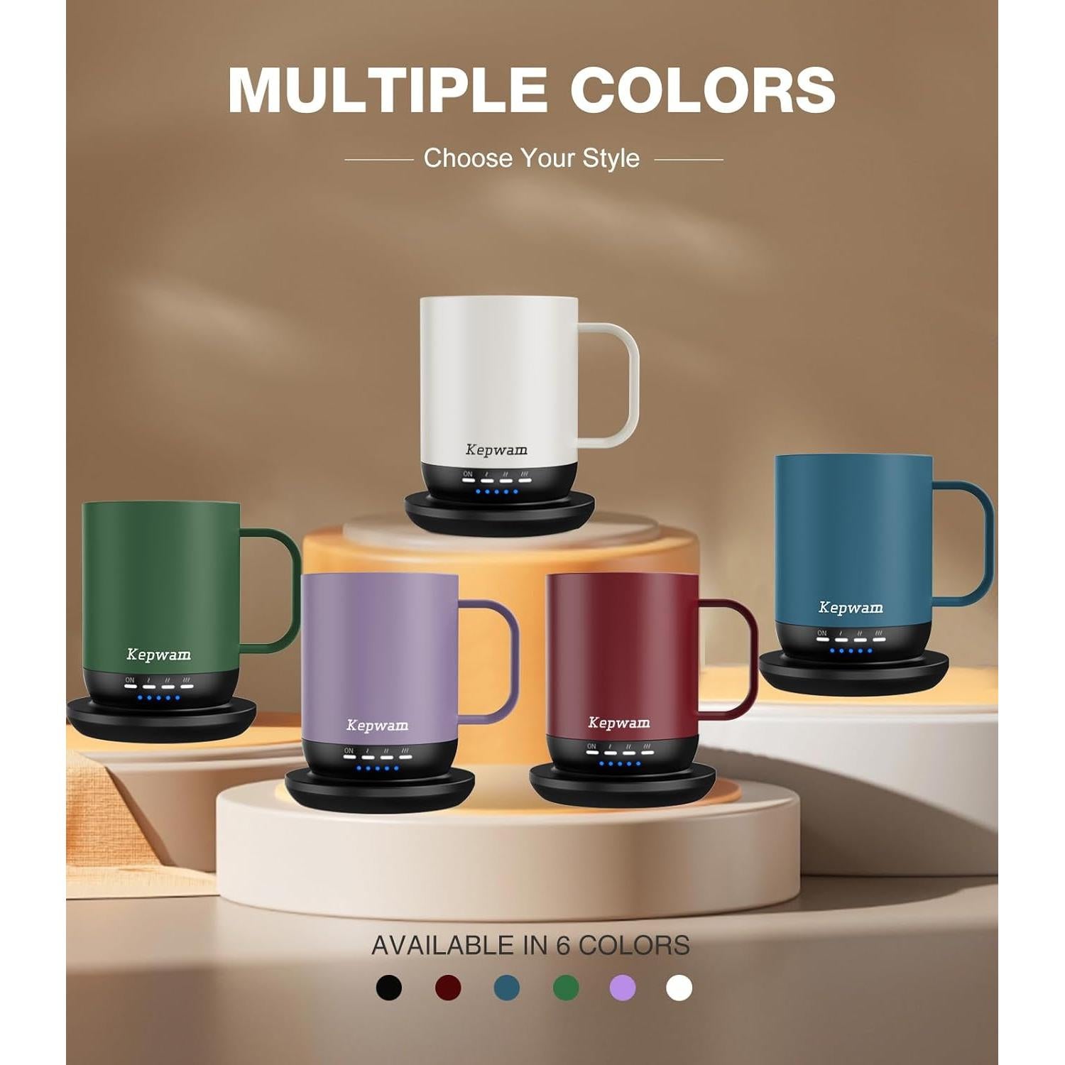 Taza de café autocalentable Kepwam 16oz - Control por APP