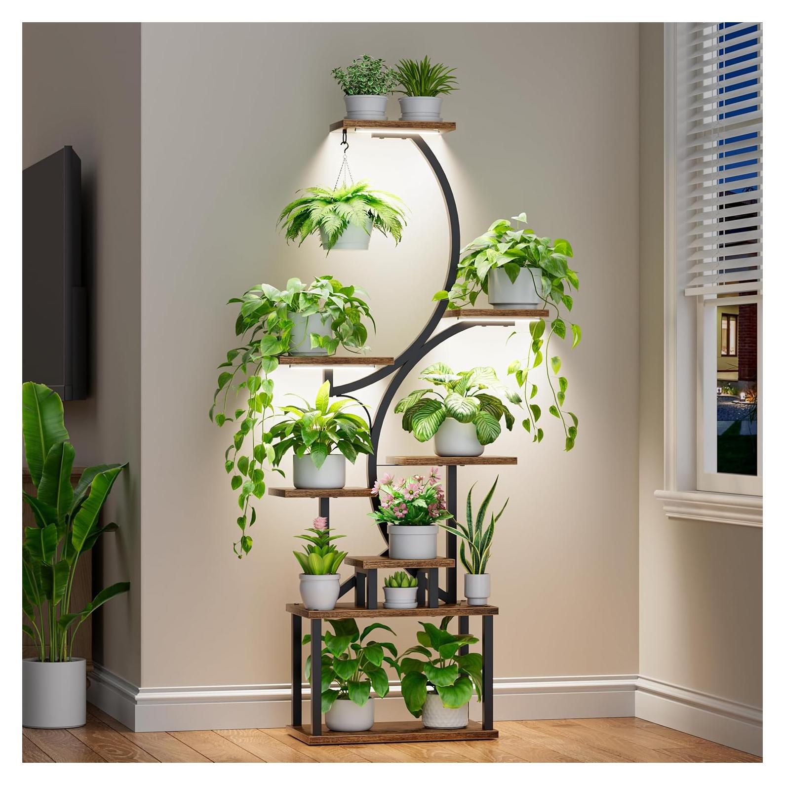 Soporte de Plantas Interior Bacekoll 158 cm con Luz de Crecimiento