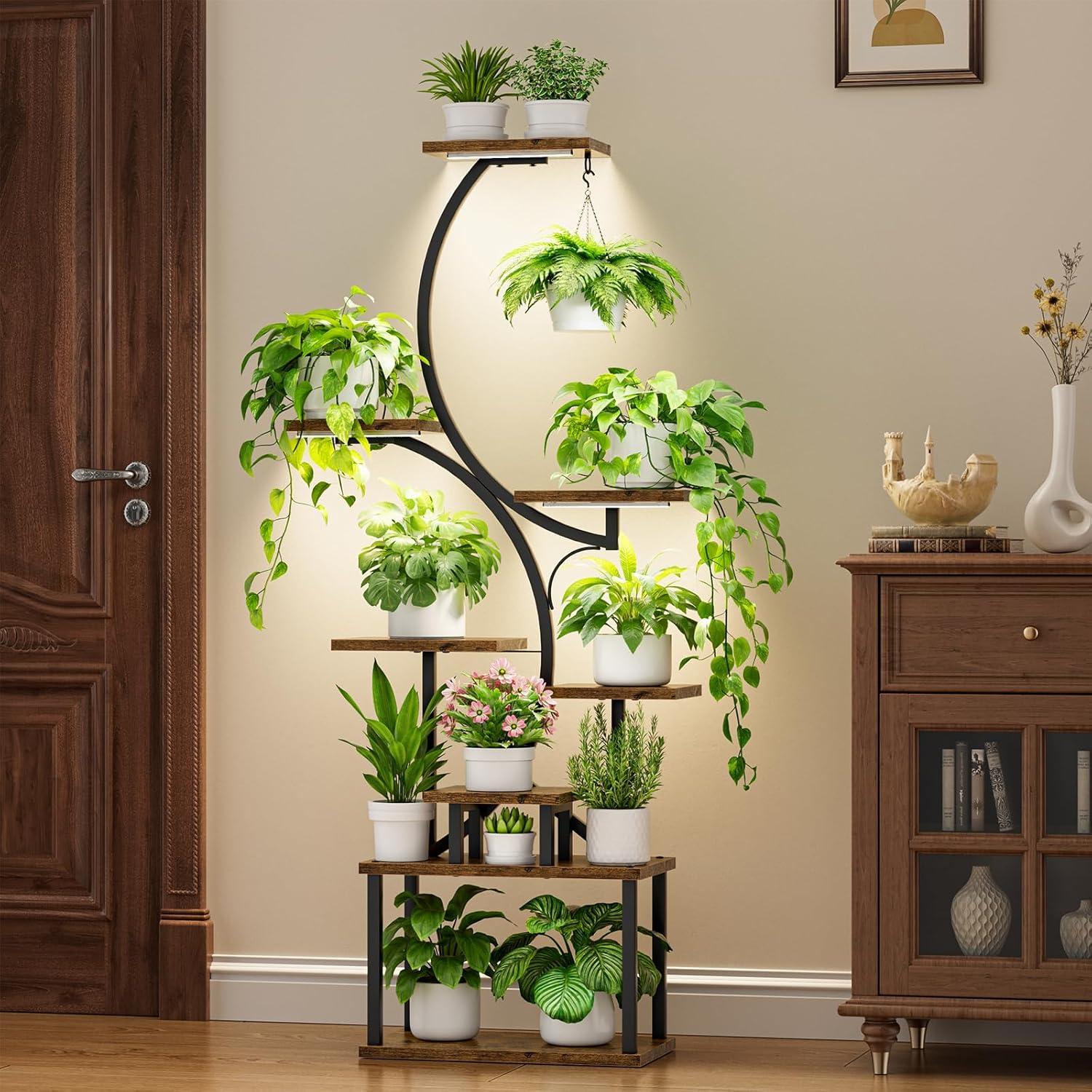 Soporte de Plantas Interior Bacekoll 158 cm con Luz de Crecimiento