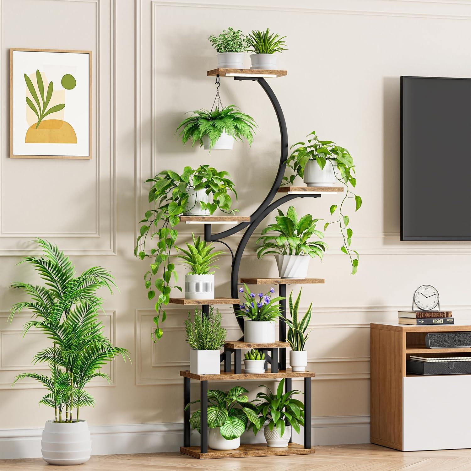 Soporte de Plantas Interior Bacekoll 158 cm con Luz de Crecimiento