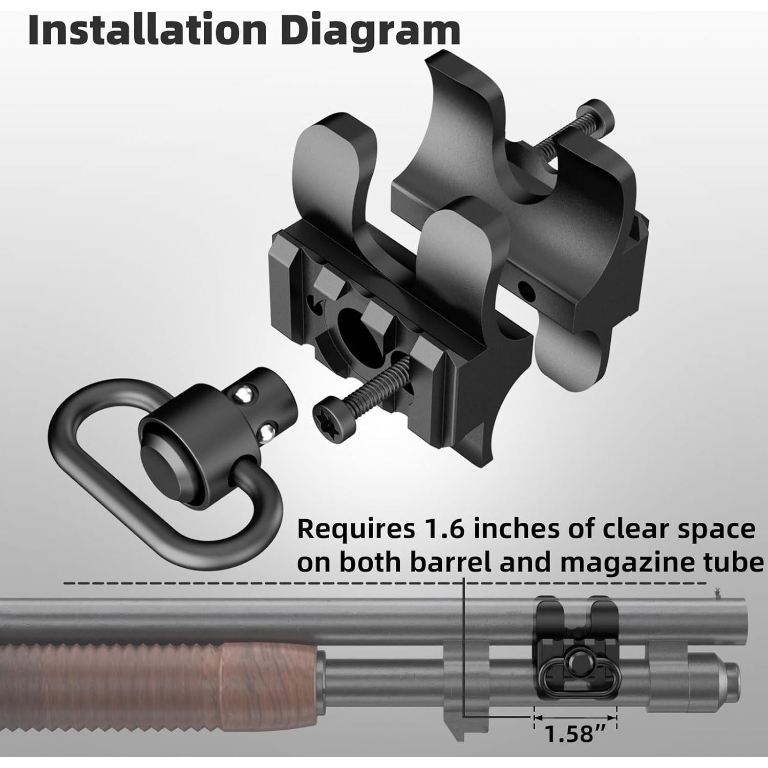 Soporte de Montaje para Barril de Escopeta Táctica Miaozhun con Gancho QD y Riel Picatinny
