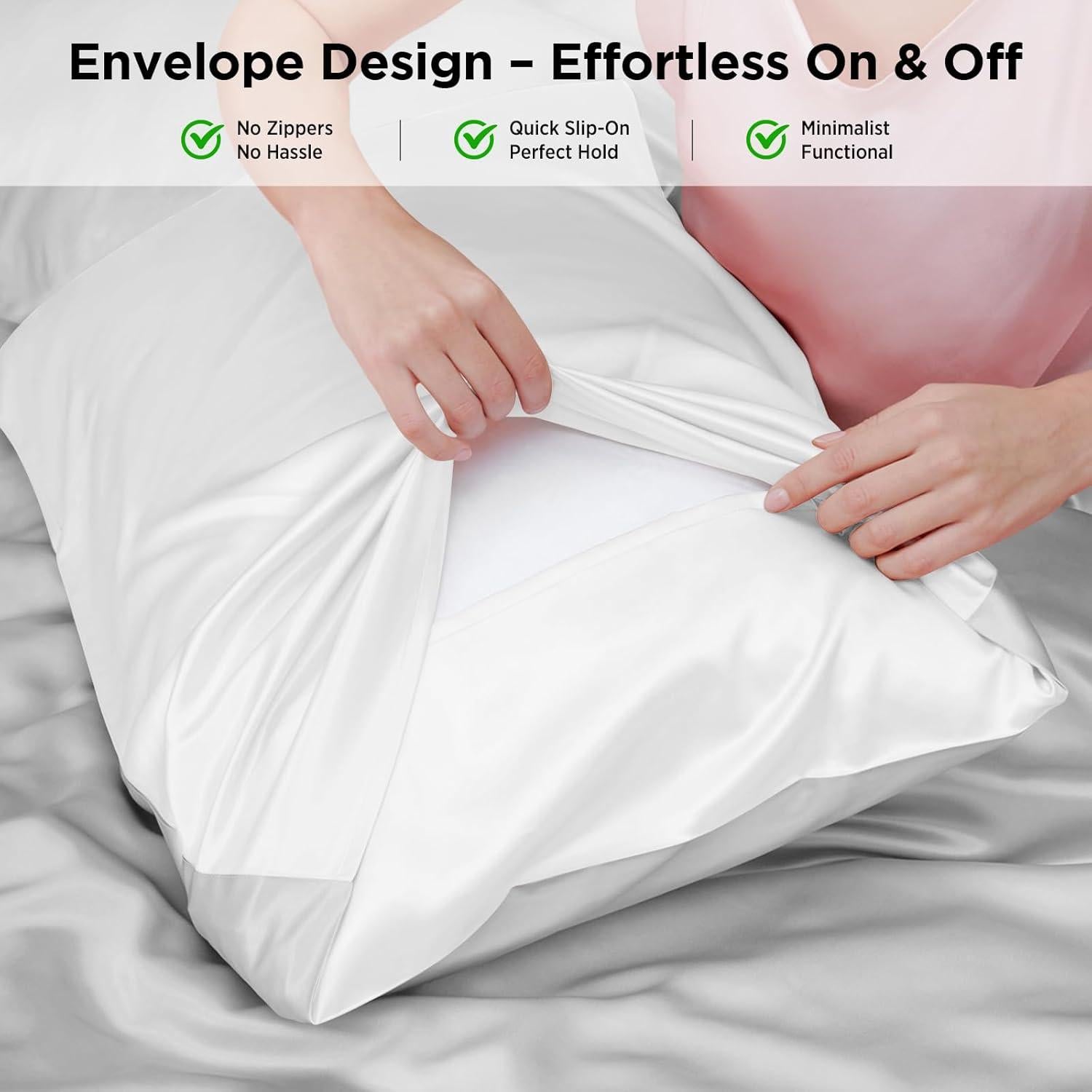 Funda de Almohada Utukky 100% Seda de Morera Reina Gris