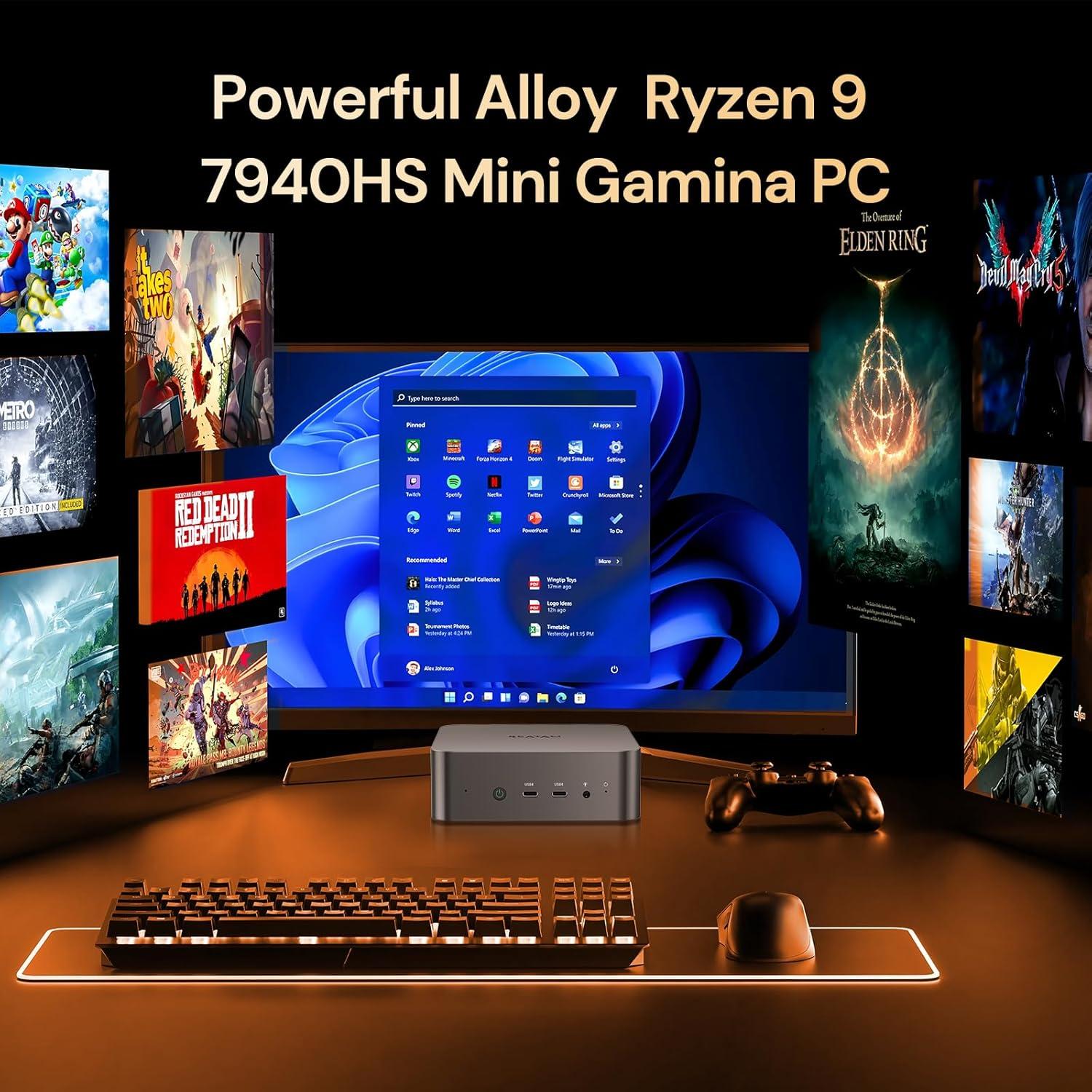 Mini PC Gaming Reatan Aleación 9 Ryzen 9 7940HS 32GB 1TB