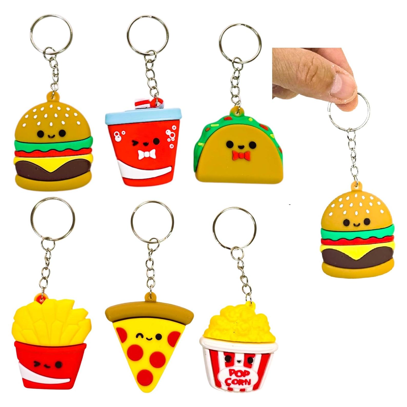 Llaveros Miniatura de Comida Rápida - Paquete de 6 Goma