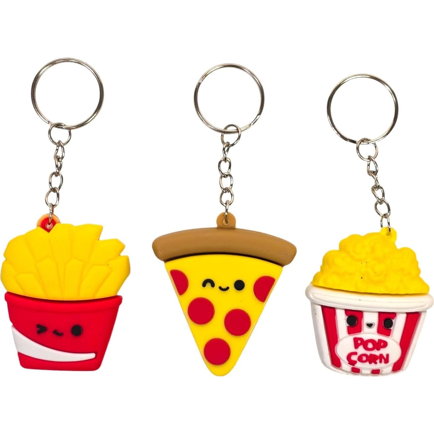 Llaveros Miniatura de Comida Rápida - Paquete de 6 Goma