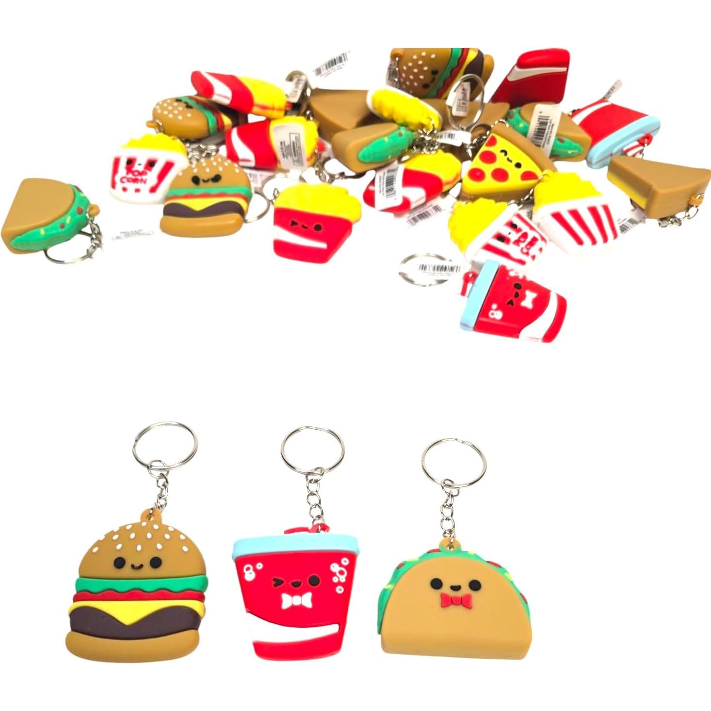 Llaveros Miniatura de Comida Rápida - Paquete de 6 Goma