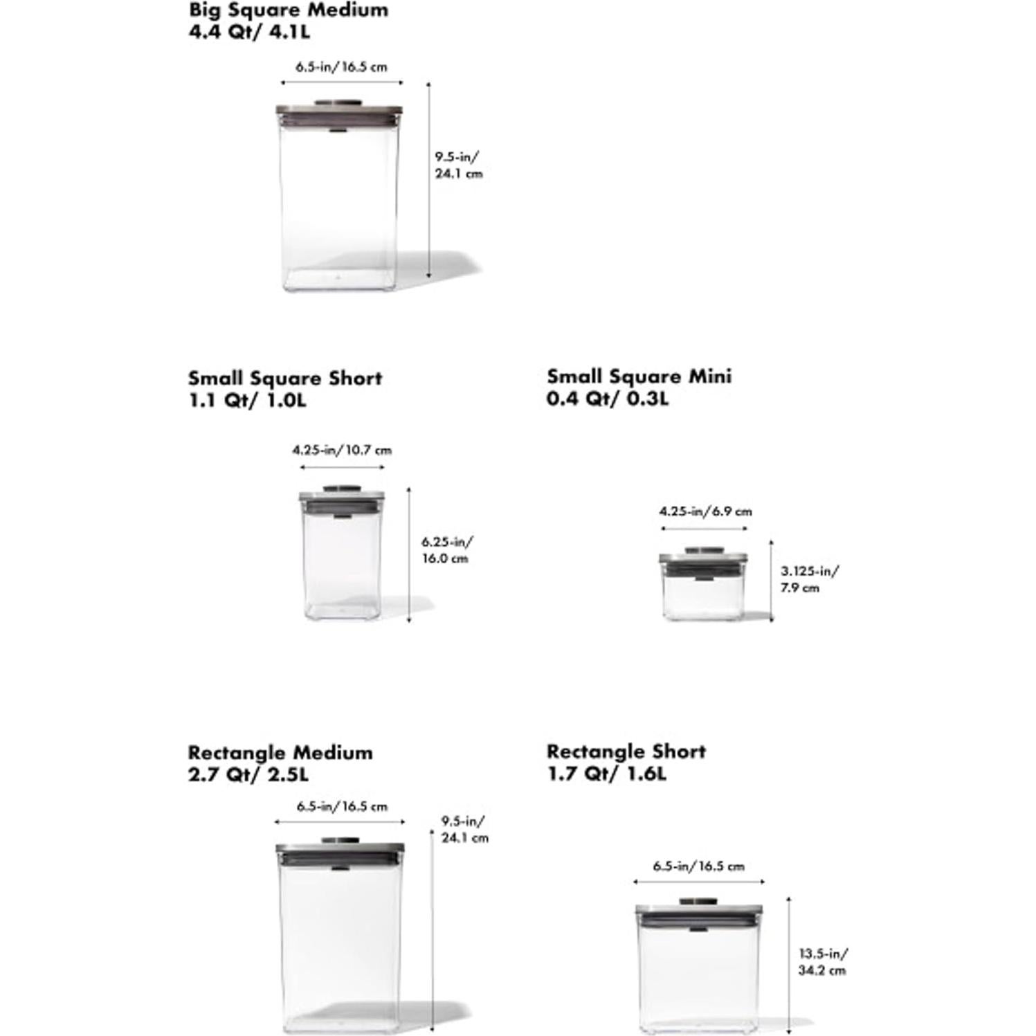 Conjunto de 6 Contenedores Herméticos OXO SteeL 0.4 a 4.4 Qt