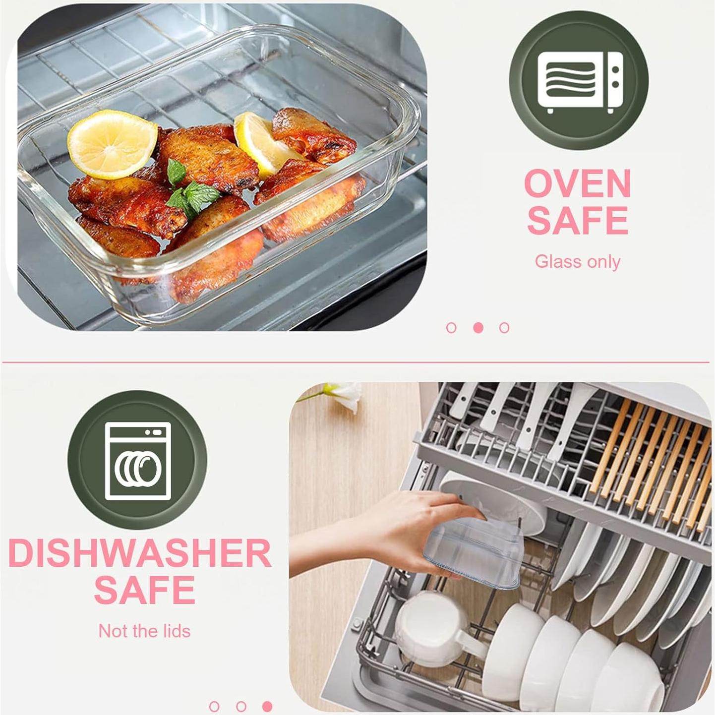 KOMUEE Set 30 Piezas Contenedores Vidrio Herméticos Rosa